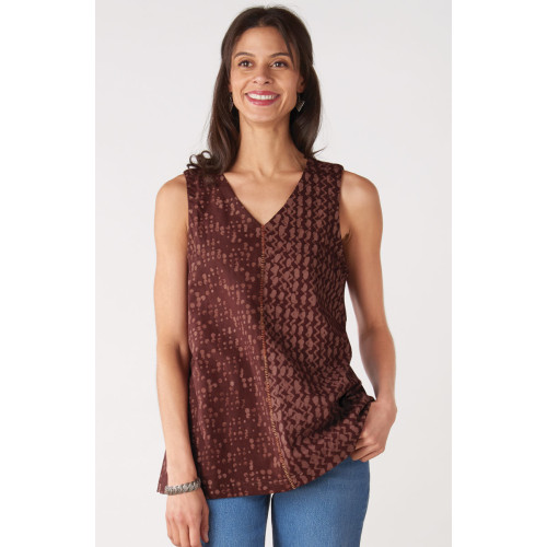 Shipra Cotton Jersey V-Neck Tank - Redwood Shipra Cotton Jersey V-Neck Tank - Redwood