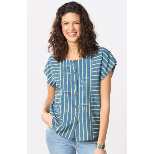 Rishi Cap Sleeve Boxy Top - Deep sea Rishi Cap Sleeve Boxy Top - Deep sea