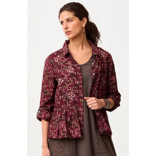 Rajni Button-Front Peplum Top - Radicchio Rajni Button-Front Peplum Top - Radicchio