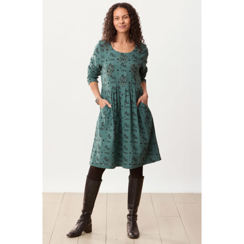 Anura Cotton Double Gauze Knee-Length Dress - Dusty teal Anura Cotton Double Gauze Knee-Length Dress - Dusty teal