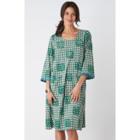 Poonam Scoop-Neck Shift Dress - Algae