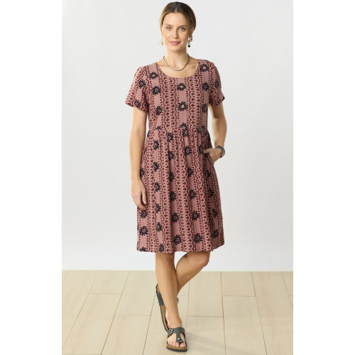 Anura Cotton Double Gauze Knee-Length Dress - Sugarplum Anura Cotton Double Gauze Knee-Length Dress - Sugarplum