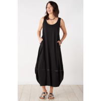 Sonam Cotton Jersey Lantern-Hem Tank Dress - Black