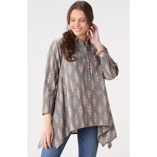 Naaziya Handkerchief Hem Tunic - Ash/Multi Naaziya Handkerchief Hem Tunic - Ash/Multi
