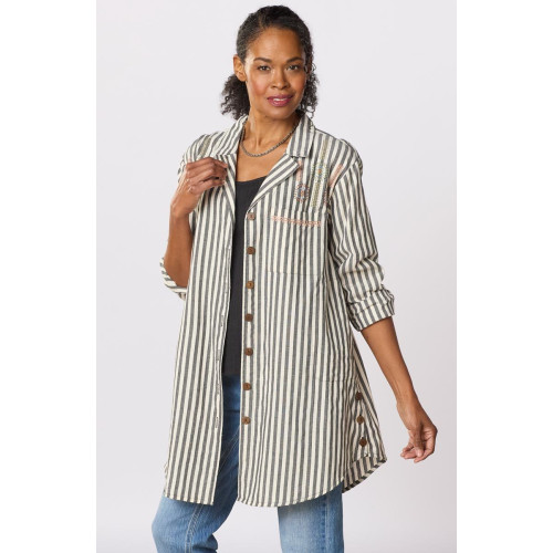 Parulia A-line Shirt Jacket - Natural/Black