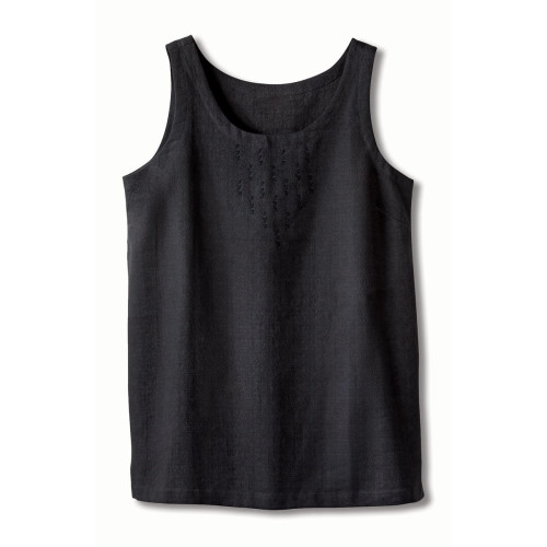 Anju Textured Cotton Tank - Black