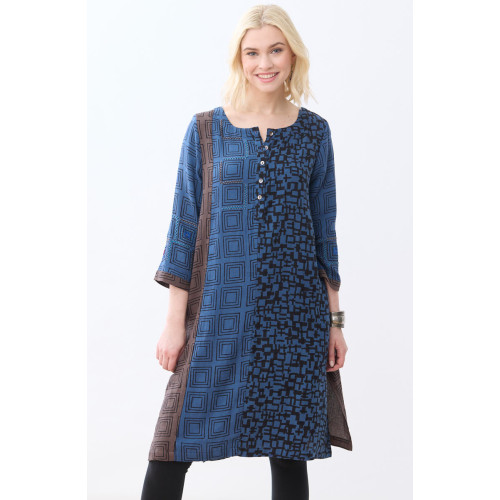 Avanti Mixed Print A-Line Kurta - Fossil/Marine Avanti Mixed Print A-Line Kurta - Fossil/Marine