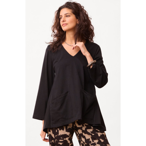 Asma Soft Handkerchief Hem Knit Top - Black Asma Soft Handkerchief Hem Knit Top - Black